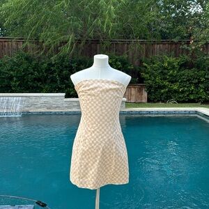 Peppermayo Elsa Tube Mini Dress in Neutral Check Size 0 !!!!